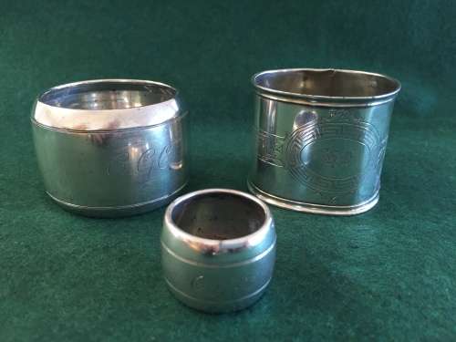 3 Silver Engraved Napkin rings