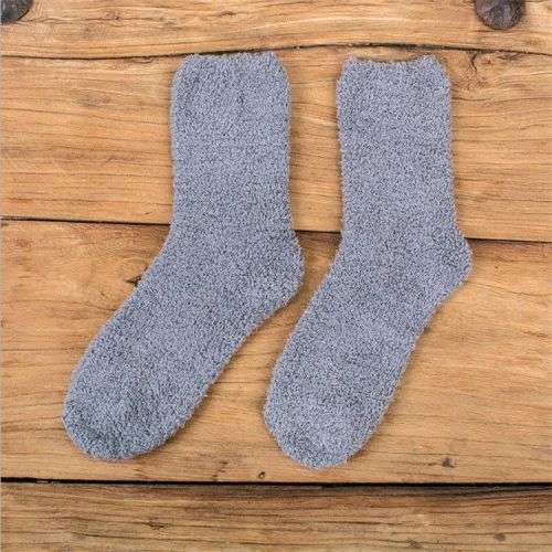 Fluffy Soft Microfiber Sleeping Socks - Grey