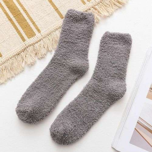 Fluffy Soft Microfiber Sleeping Socks - Grey