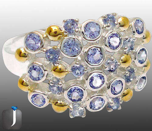 (R2500) GENUINE BLUE TANZANITE IN SOLID 925 STERLING SILVER RING; SIZE 7