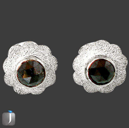 0.69cts GENUINE BLACK DIAMOND IN SOLID STERLING SILVER STUD EARRINGS