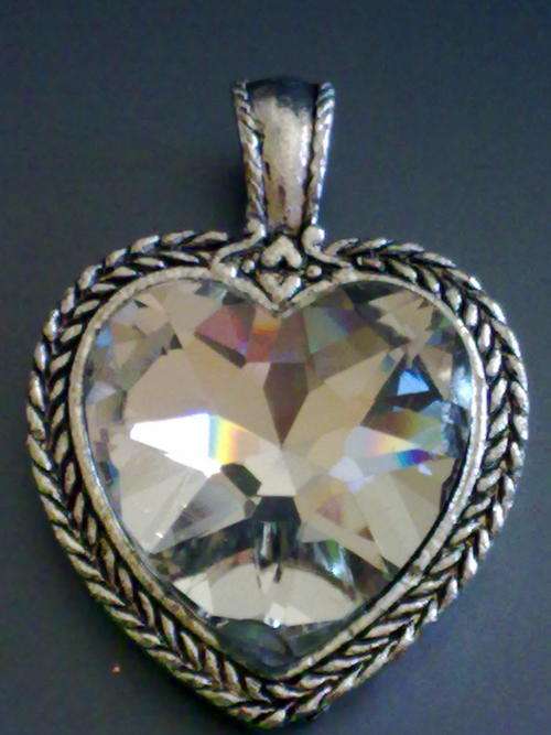 NEW!!! TIBETAN SILVER CRYSTAL HEART PENDANT LARGE