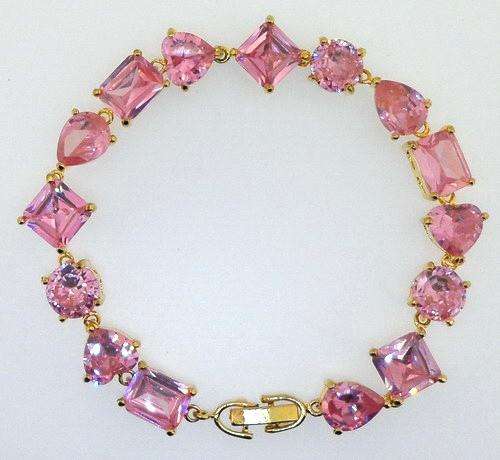 10 mm GORGEOUS PINK KUNZITE 18CT GP GOLD PLATED TENNIS BRACELET