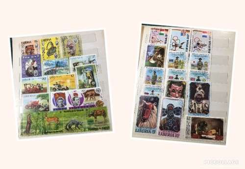 African stamps in album,