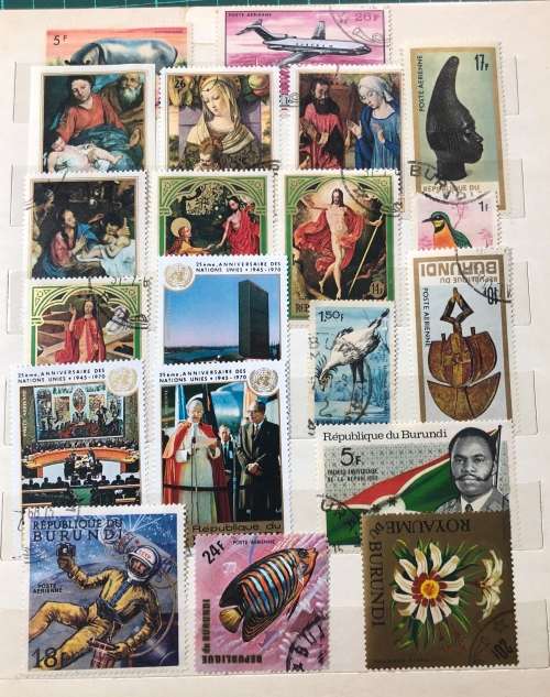 African stamps in album,