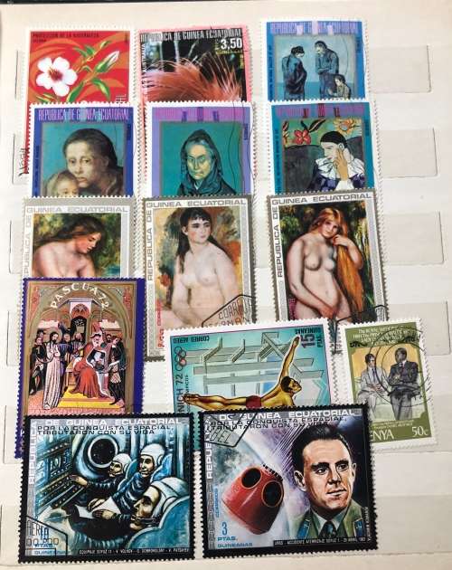 African stamps in album,