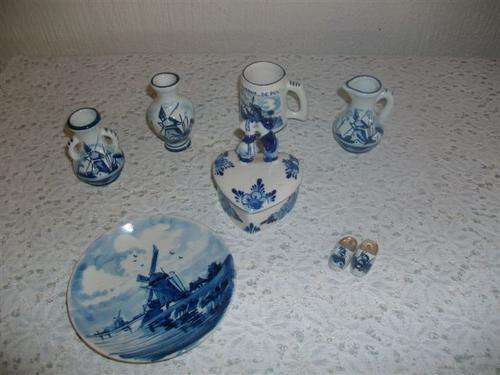 Collection of some blue and white delft ware items