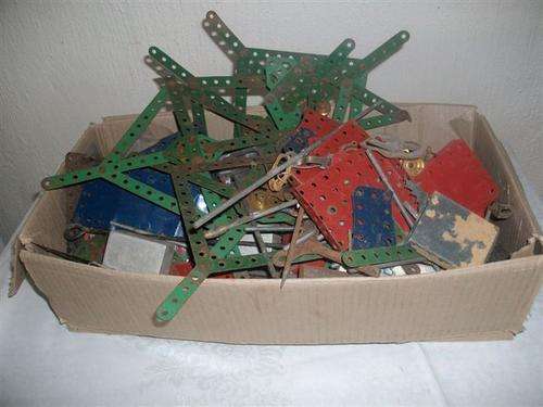 Huge lot of vintage meccano pices in a box