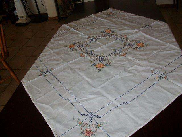 Lovely vintage embroidered vintage table cloth