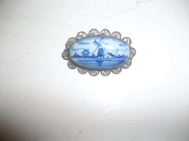 Nice blue and white delft brooch