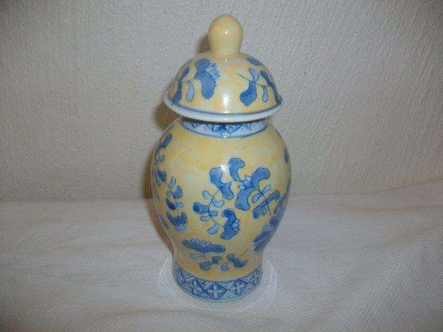 Oriental style yellow and blue ginger jar ..?