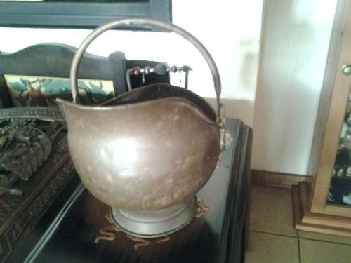 vintage small brass looking coal bucket