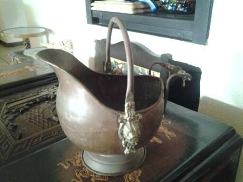 vintage small brass looking coal bucket