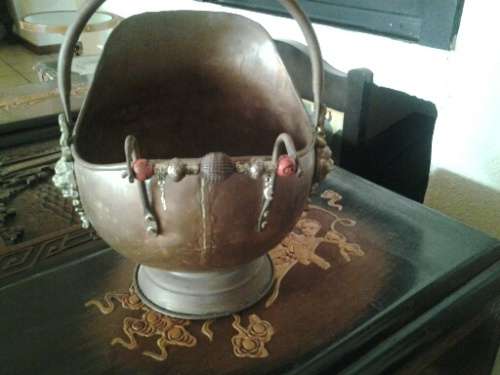 vintage small brass looking coal bucket