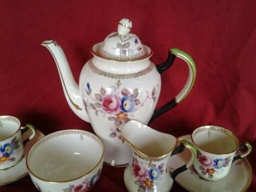 Vintage porcelain part Tuscan pretty floral pattern coffee set