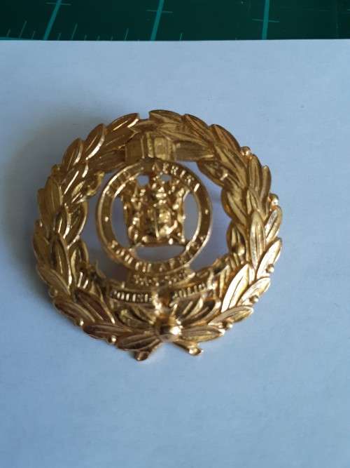 SA Railway Police Warrant Officer brass sleeve badge