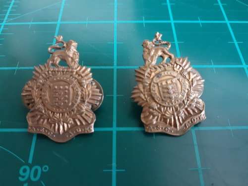 SADF Administration Corps brass collars, pair