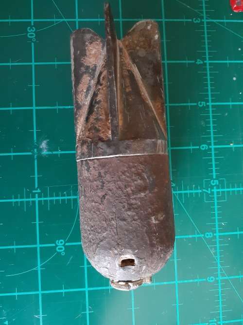 WWII Italian 45mm Brixia Mortar Bomb. Red Devil