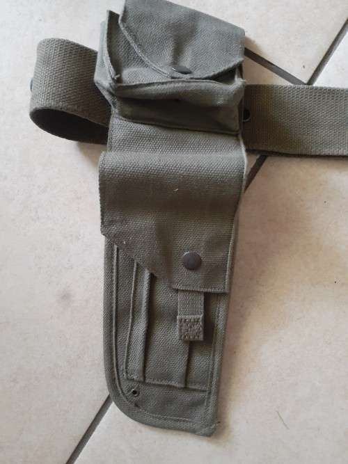 SADF Patt 73 Holster for Browning with ammo pouch and studded webbing belt