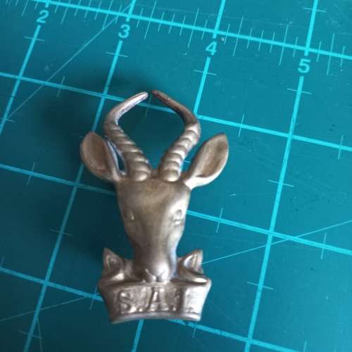 SADF large brass Bokkop cap badge