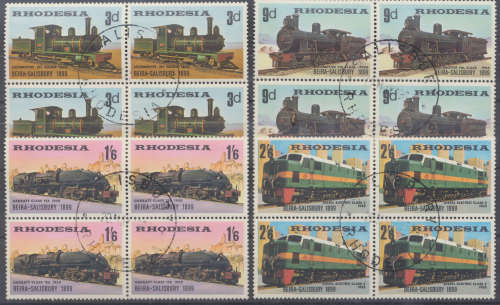 1969 - SG 431/4 - RHODESIA  , OPENING OF SALISBURY , BEIRA RAILWAYS BLOCKS OF 4,  FINE USED