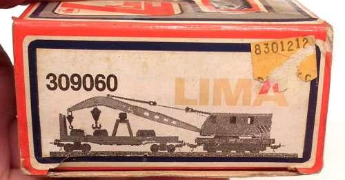 LIMA HO: Vintage SNCF Recovery Crane with Support Wagon in Good Boxed, Used condition(Italy)