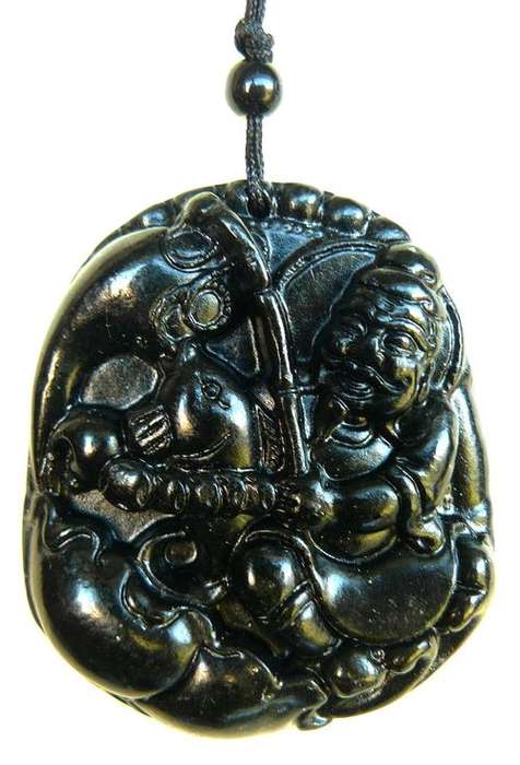 WINTER SALE - Jade Happy Man Fishing Pendant