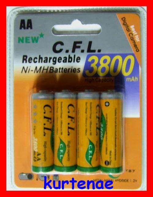 4 X AA Rechargable Ni-MH Batteries 3800mA!!!!!!!!!!!!!!!!!!!!!!
