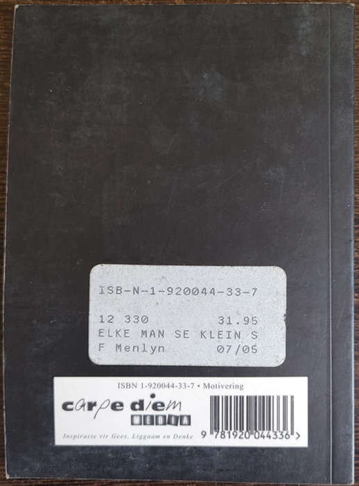 Elke Man se  Klein Swart Boekie oor Balans by Hannes Burger - SOFT COVER