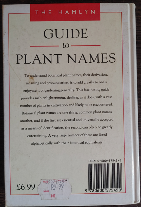 Guide to Plant Names by Allen J Coombes - HARD COVER