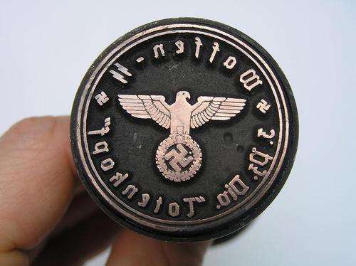 ww11 ww2 German Ink Seal Stamp " SS Waffen Totenkopf Panzer Div"