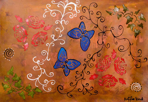 Abstract Painting with Stencilwork 590mm x 420mm