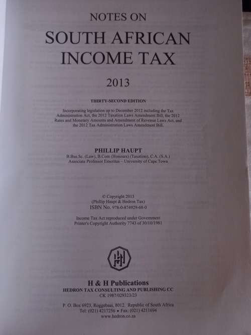 Notes on South African Income Tax - 2013 - Phillip haupt