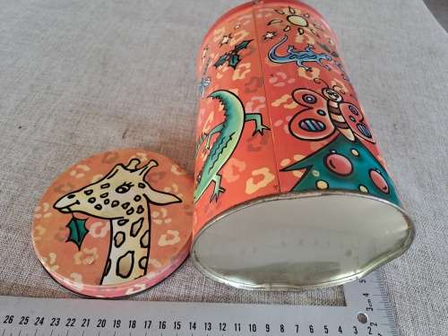 Biscuits tin - long - orange - animals
