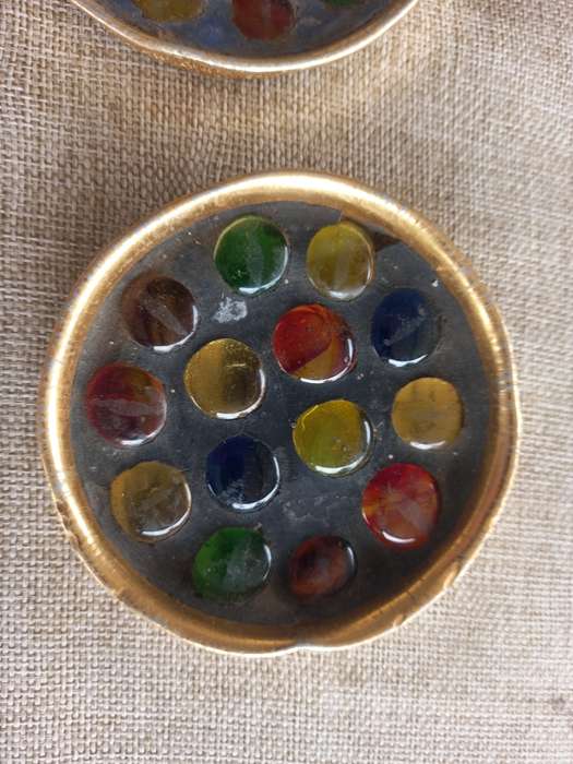coloured glass pebble mosaic trinket dish x 3