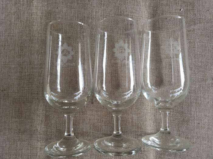 SAP (Champagne flute type) drinking glasses x 3