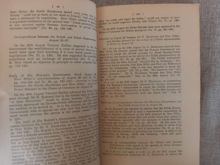 Documents concerning German-Polish Relations and the outbreak of hostilities between Great Britain a