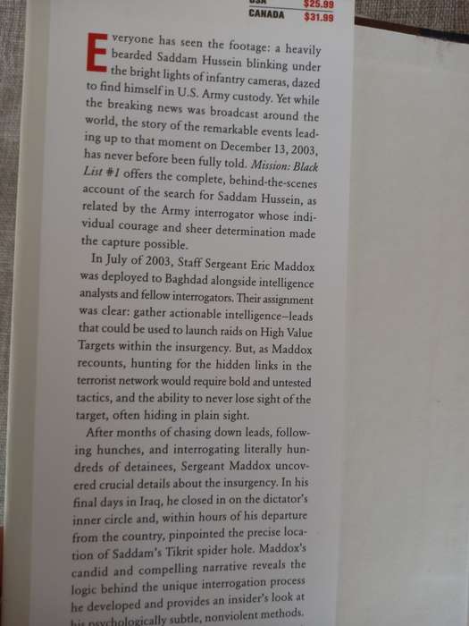 Mission: Black List #1: The Inside Story of the Search for Saddam Hussein---As Told by the Soldier W