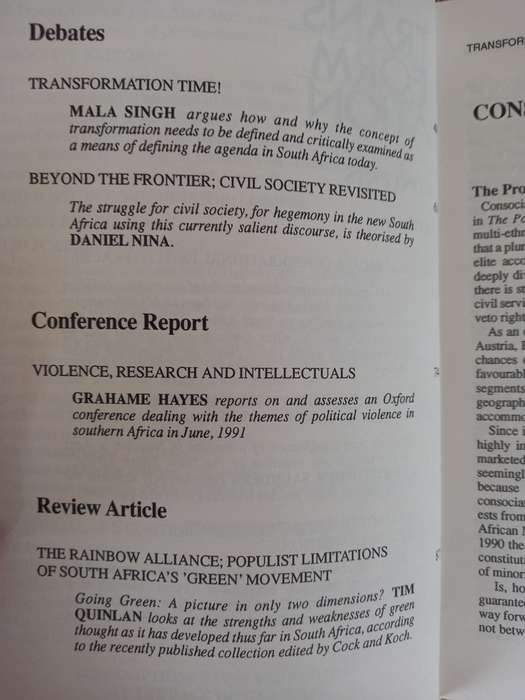 Transformation 17 - critical perspectives on Southern Africa - 1992