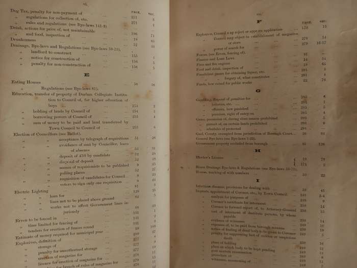 Laws and Bye-Laws - Borough of Durban - 1898