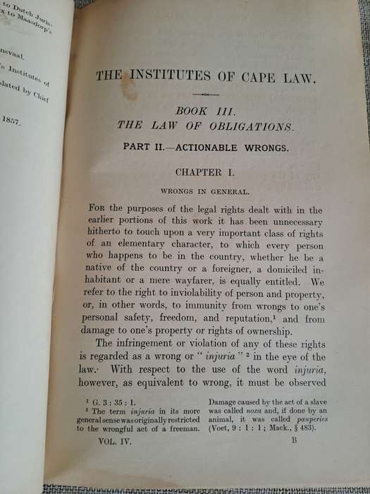 The Institutes of Cape Law -  The Colony of the Cape of Good Hope - 1917