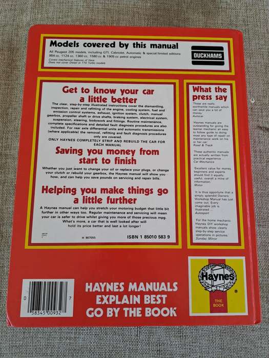 Peugeot 205 Petrol 1983 to 1989 Owners Workshop Manual - Haynes