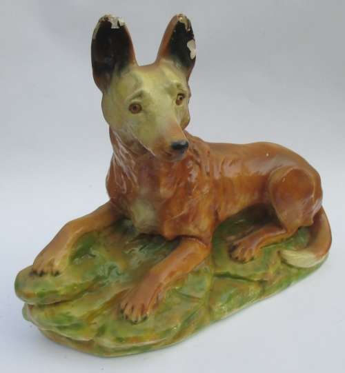 CHALKWARE DOG FIGURINE