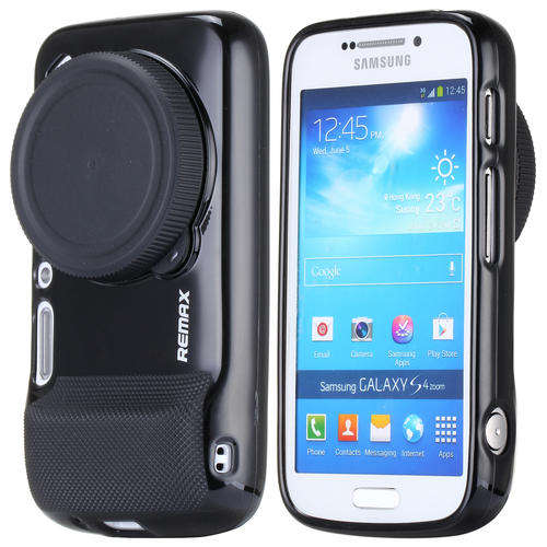 TPU Gel Case With Lens Cap for Samsung S4 Zoom C1010 (Black)