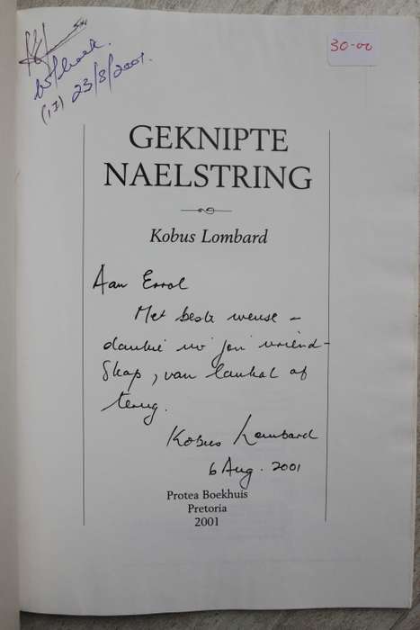 GETEKEN: Geknipte naelstring - Kobus Lombard