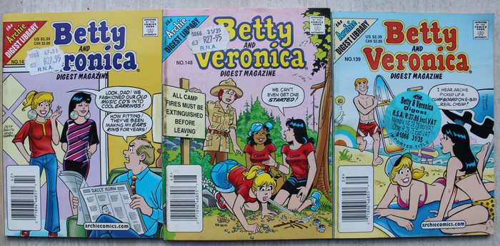 Archie Digest Magazine Comics x 3 Betty and Veronica