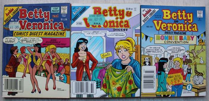 Archie Digest Magazine Comics x 3 Betty and Veronica