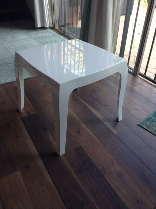 White Perspex side table