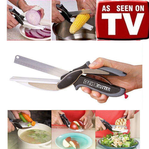 2-in-1 Clever Cutter Knife & Cutting Board Scissors