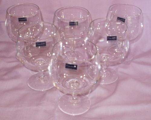 A STUNNING SET X6 BOHEMIAN BRANDY GOBLETS